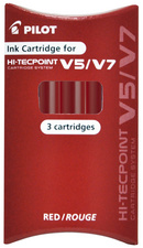 PILOT Cartouches d'encre pour Stylo roller V5/V7, rouge