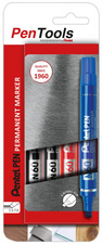 Pentel Marqueur permanent N60, pointe biseautée, étui de 4