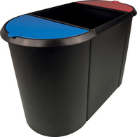 helit Corbeille à papier "the triple", oval, PE, noir/rouge/