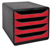 EXACOMPTA Module de classement BIG-BOX, 4 tiroirs, rouge