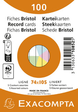 EXACOMPTA Fiches bristol, A7, ligné, blanc