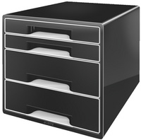 LEITZ Bloc de classement WOW CUBE, 4 tiroirs, noir/gris