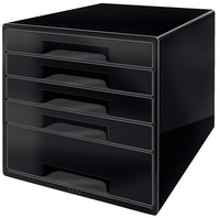 LEITZ Bloc de classement WOW CUBE, 5 tiroirs, noir/gris