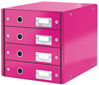 LEITZ Bloc de classement Click & Store WOW, 4 tiroirs, rose