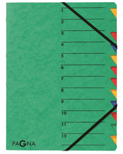 PAGNA trieur "EASY", A4, carton, 12 compartiments, vert