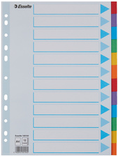 Esselte Intercalaires en carton, uni, A4, 12 touches