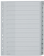 LEITZ Intercalaires en plastique, numéroté, format A4 extra