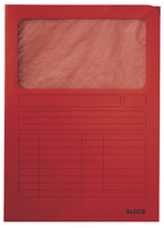 LEITZ Chemise à fenêtre, format A4, carton, rouge, 160 g/m2
