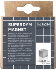 sigel Aimant néodyme cube "Strong" C5, set de 5, argent