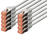 DIGITUS Câble de brassage Cat.6, S/FTP, 2,0 m, par 10, gris