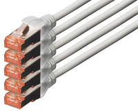 DIGITUS Câble patch Cat. 6, S/FTP, 20,0 m, set de 5, gris