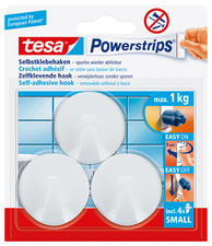 tesa Powerstrips Crochet adhésif SMALL, rond, blanc