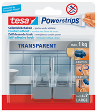 tesa Powerstrips Crochet adhésif LARGE, transparent / chrome