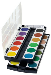herlitz Pastilles de gouache ST24, 24 couleurs, en plastique