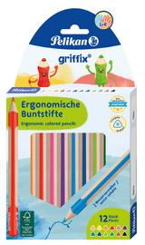 Pelikan Crayon de couleur triangulaire griffix, étui de 12