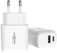 ANSMANN Chargeur USB Home Charger HC218PD, 2x port USB,blanc