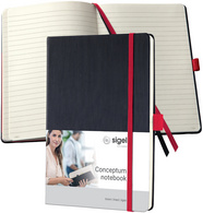 sigel Carnet de notes Conceptum, A5, ligné, noir/rouge