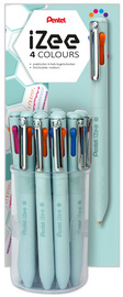 Pentel Stylo à bille rétractable 4 couleurs iZee, présentoir
