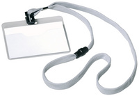 DURABLE Badge, avec lacet textile, 90 x 60 mm, gris