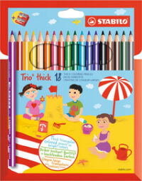 STABILO Crayon de couleur Trio long, corps large, étui de 18