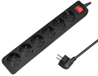 LogiLink Steckdosenleiste, 6-fach, mit Schalter, schwarz