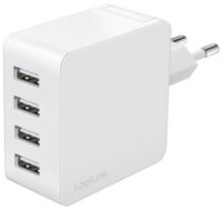 LogiLink Chargeur secteur USB, 4x USB-A, 24 watts, blanc