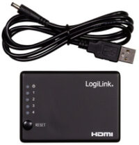 LogiLink Distributeur HDMI 4K/30 Hz, fin, 4 ports, noir