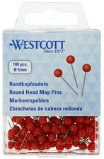 WESTCOTT Épingle à tête ronde, taille 5, rouge