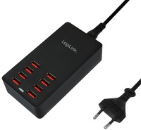 LogiLink Boîtier de chargement USB, 8 ports, 44 Watt, noir