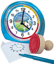 ROTH Réveil pour enfants & tampon, kit "Football", bleu