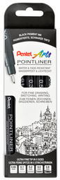 Pentel Feutre technique permanent Pointliner, set de 5, noir