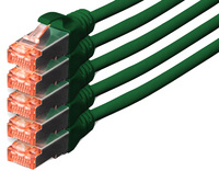 DIGITUS Câble patch Cat. 6, S/FTP, 10,0 m, set de 5, vert