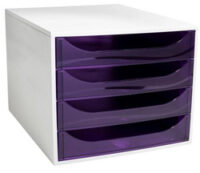 EXACOMPTA Module de classement ECOBOX, 4 tiroirs, violet
