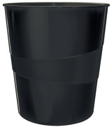LEITZ Corbeille à papier WOW, en plastique, 15 litres, noir