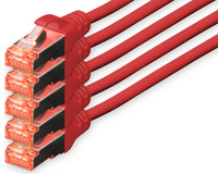 DIGITUS Câble patch Cat. 6, S/FTP, 10,0 m, set de 5, blanc