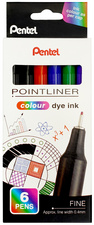 PentelArts Feutre POINTLINER colour dye ink, étui de 6