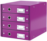 LEITZ Bloc de classement Click & Store WOW, 4 tiroirs,violet