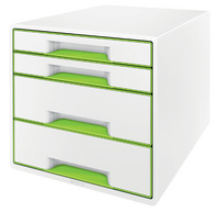 LEITZ Bloc de classement WOW CUBE, 4 tiroirs, blanc/vert