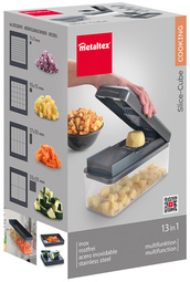metaltex Coupe-fruits/légumes 12 en 1 Slice-Cube, gris – Image 3