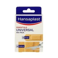 HANSAPLAST PANSEMENT UNIVERSAL MIX PACK x12 (8 PANSEMENTS + 4 BANDES 10x6CM)