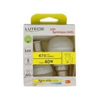 LUTECE AMPOULE LED SPHERIQUE B22 4,5W 3000K x2