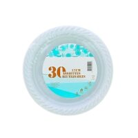 BOLS RONDS BLANCS EN PLASTIQUE REUTILISABLE 17CM x30