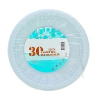 ASSIETTES BLANCHES EN PLASTIQUE REUTILISABLE 22CM x30