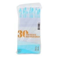 COUTEAUX TRANSPARENTS EN PLASTIQUE REUTILISABLE 18CM x30