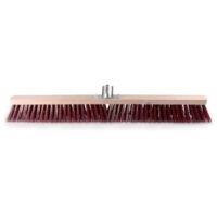 Balai cantonnier PVC rouge / Monture bois avec douille métal L 80
