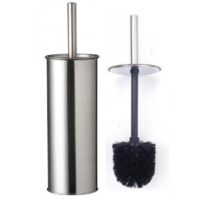 Combiné WC porte-balayette et brosse noire - Inox