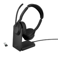 Jabra Headset Evolve2 55 MS Stereo USB-A BT mit Ladestation Zertifiziert für Microsoft Teams