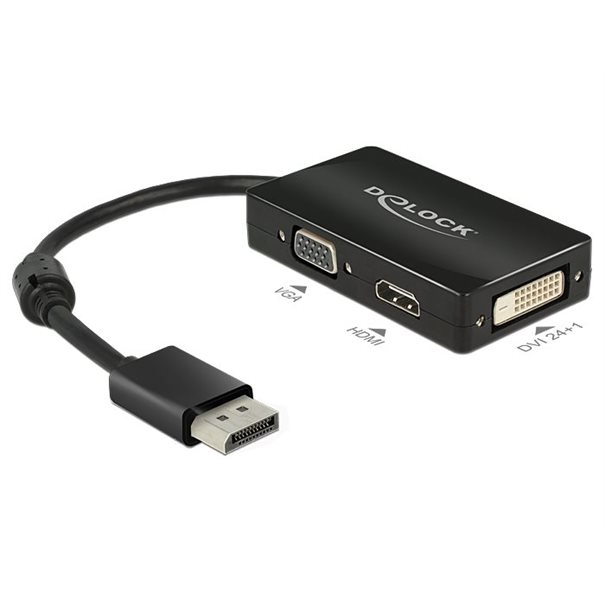 Delock Adapter DisplayPort 1.2 (DP) auf VGA/HDMI/DVI passiv black