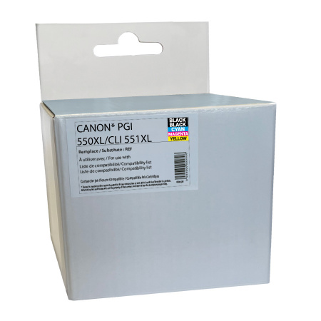PACK 5 CARTOUCHES COMPATIBLE CANON PGI550/CLI551XL-REMPLACE 6431B004/6509B008 N/N/C/M/J