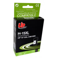 UPRINT CARTOUCHE COMPATIBLE HP 15 SANS NIVEAU ENCRE-REMPLACE C6615DE NOIR